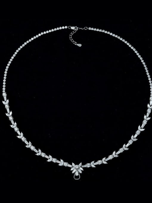 White chain length 43cm [n 1936] 925 Sterling Silver High Carbon Diamond Geometric Luxury Necklace